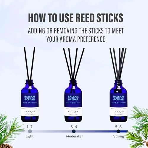 Xcleen Reed Diffusers for Home, Balsam & Cedar Diffuser with Sticks, 3.7 Oz Scented Fragrance Oil Diffuser for Bedroom, Bathroom Decor