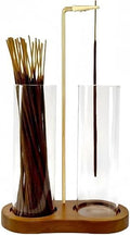 Incense Holder, Hang Upside Down Incense Sticks Burner Holder Storage with Glass Ash Catcher,Ideal Gift (Brown)