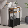 Leomonio Narrow Side Table, Slim Night Stand with Magazine Rack