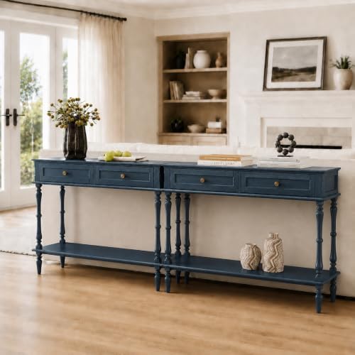 ARTPOWER Console Table for Entryway with 2 Drawers, 10 mins Assembly, Blue