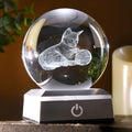 80mm Cat Lover Gifts for Women 3D Night Light Cat Crystal Ball