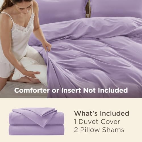 Bedsure Duvet Cover Queen Size, Double Brushed Bedding Set, Light Purple