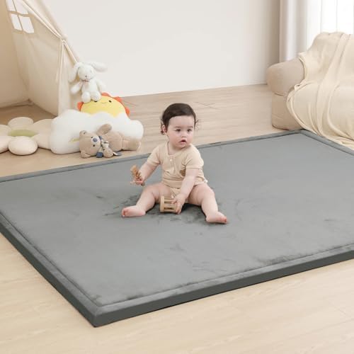 Huloo Sleep Ultra Soft Baby Play Mat for Floor,71×59 Playpen Mat(Dark Grey)