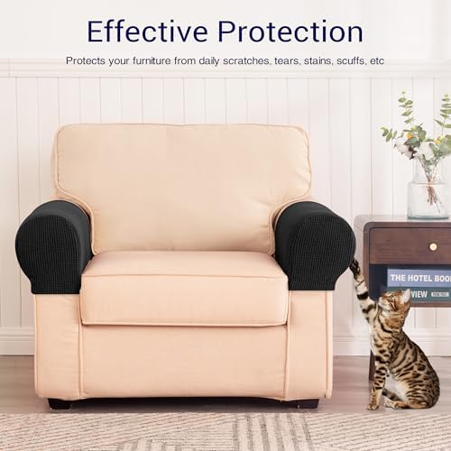 SUBRTEX Stretch Couch Arm Covers Set of 2, Non-Slip Sofa Armrest Slipcovers