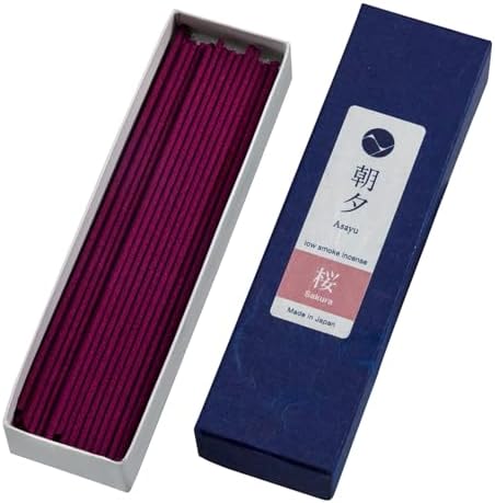 Asayu Japan Sakura Cherry Blossom Incense Sticks, Low Smoke Japanese, 20g
