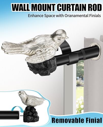 Bird-Shaped Decorative Curtain Rod Finials, 1 or 7/8 Inch, Easy Install, Set of 2 – Vintage Pewter