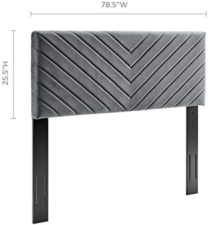 Modway Alyson Angular Channel Tufted Performance Velvet California King Headboard in Charcoal, King King, Model:MOD-6145-CHA