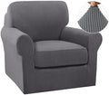 Turquoize 2 Piece Chair Covers Chair Slipcovers for Living Room Small Armchair Chair Cover with Arms Washable Furniture Cover for Chairs Feature Thick Jacquard Fabric (Small Armchair, Charcoal Gray)
