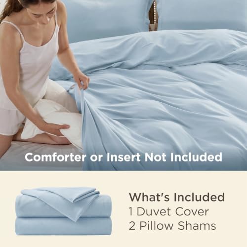 Bedsure Oversized King Duvet Cover, Double Brushed Bedding Set, Light Blue