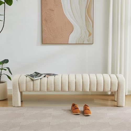 63" End of Bed Bench, Upholstered Bench for Bedroom end of Bed