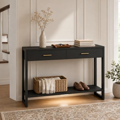 41.3" Modern Entryway Console Table with Foot-Sensor Light, Black