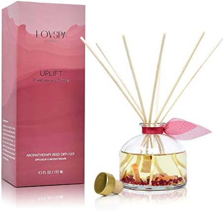 Reed Diffuser Set, Uplift Pomegranate Citrus Scented Oil Diffuser with Sticks, Home Fragrance Accessories for Bathroom Shelf Decor, Aroma Diffusers for Home or Office Desk, USA Made