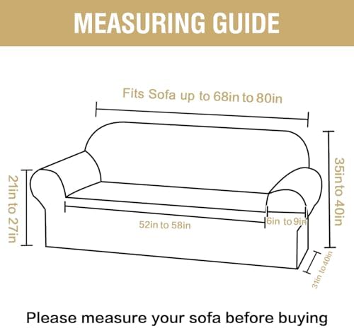 H.VERSAILTEX Jacquard Sofa Slipcover with Waterproof Seat Furniture Protector 1 Piece Stretch Sofa Covers with Elastic Bottom for Kids, Pets, Dog(Sofa, Grey)