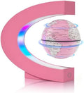 Magnetic Levitation Floating Globes with LED Lights, C Frame Floating Globe Lamp, Cool tech Gadgets for Home Office Desk Accessories, Gifts for Women, Ladies, Girls, Teachers, Colleagues(Pink)