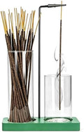 2 in 1 Incense Holder for Sticks Incense Burner Holder with Storage,Glass Upside Down Incense Holder for Sticks with Glass Ash Catcher for Meditation Yoga Spa Room Home Decor[Green]