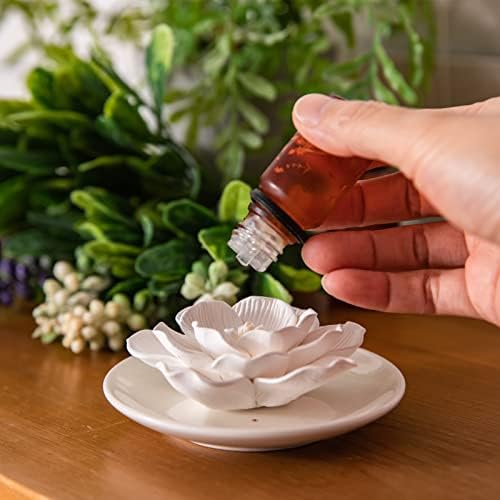 Essential Oil Passive Flower Diffuser -Non-Electric Porcelain Aromatherapy Diffusers for Small Mini Room, Desk Decorative, Bathroom (Hibiscus)