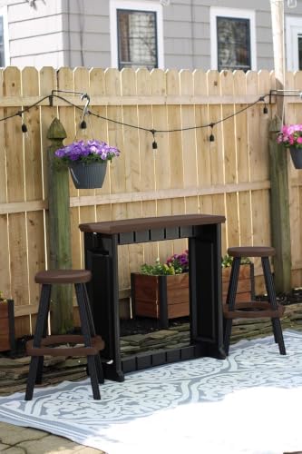 Patio Bar Set: Multiple Color Options, with or Without Stools, Durable & Stylish, USA Made - Perfect for Outdoor Spaces. (Black/Espresso, Single Bar with 2 Barstools)