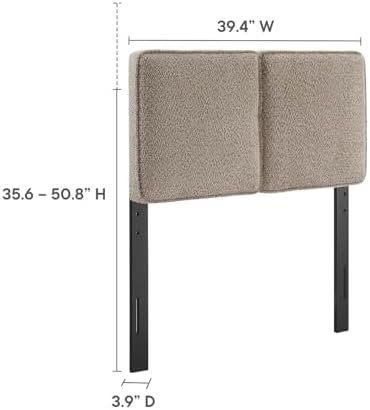 Modway Lindee Twin Size Upholstered Headboard with Slate Boucle Fabric - Pillow Style Headboard for Kid's Room or College Dorm - Fabric Twin Headboard with Adjustable Mounting Positions