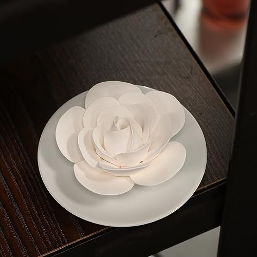 Passive Diffuser for Essential Oil-Ceramic Diffuser Non Electric Oil Diffusers for Small Mini Room, Desk Decorative, Bathroom (White Camellia)