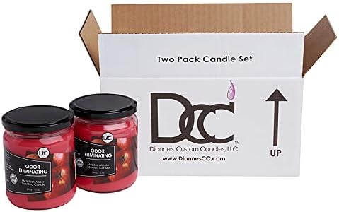 McIntosh Apple 2 Pack Odor Eliminating Highly Fragranced Candle - Eliminates 95% of Pet, Smoke, Food, and Other Smells Quickly - Up to 80 Hour Burn time - 12 Ounce Premium Soy Blend