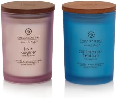 Chesapeake Bay Candle Medium Jar Candles | Joy + Laughter (Cranberry Dahlia) and Confidence + Freedom (Oak Moss Amber) 2 Count Home Décor