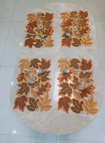 Fall placemats Set of 4 Embroidered Table Runner 11x17Inches for Thanksgiving Place and Autumn Harvest