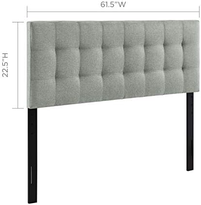 Modway AMZ-5041 Lily Tufted Linen Fabric Upholstered Queen Headboard in Gray