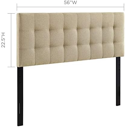 Modway Lily Tufted Linen Fabric Upholstered Full Headboard in Beige