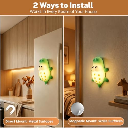 AVEKI Crocodile Night Light for Kids, Silicone Touch Bedside Lamp (Green)