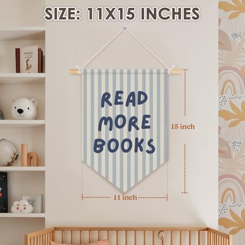 Wheatwin Classroom Reading Nook Decor, Read More Books Pennant Flag for Reading Corner Classroom Library 15x11 Inch