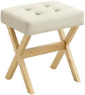 SONGMICS Makeup Stool, Padded Vanity Foot Rest, Solid Wood X Legs