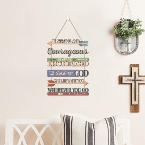 HLNIUC Christian Bible Verse Wood Decor, Religious Scripture Wooden Hanger,Vintage Arrow Encourage Hanging Signs,Courage Scripture Wood Wall Decor,Do Not Be Afraid Wall Sign For Living Room Bedroom