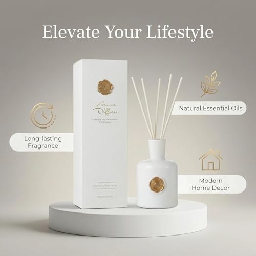White Musk Reed Diffuser, Long Lasting Essential Oil Home Fragrance