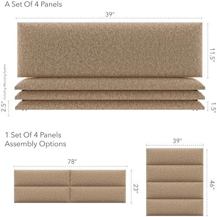 Vänt Wall Mounted Headboard Panels, King/Twin, Faux Merino Wool Camel