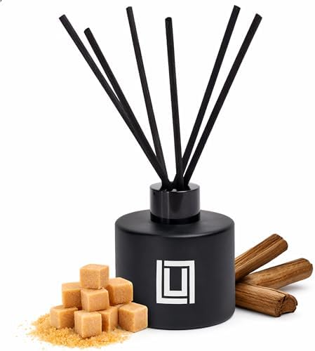 Lulu Candles | Reed Diffuser Set | Brown Sugar & Oud | 6 Reed Sticks | Scent Diffuser for Bedroom Bathroom Living Room & Office (4.2 FL Oz.)