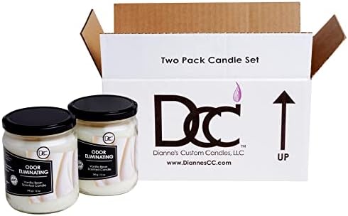 Vanilla Two Pack Odor Eliminating Highly Fragranced Candle - Eliminates 95% of Pet, Smoke, Food, and Other Smells Quickly - Up to 80 Hour Burn time - 12 Ounce Premium Soy Blend