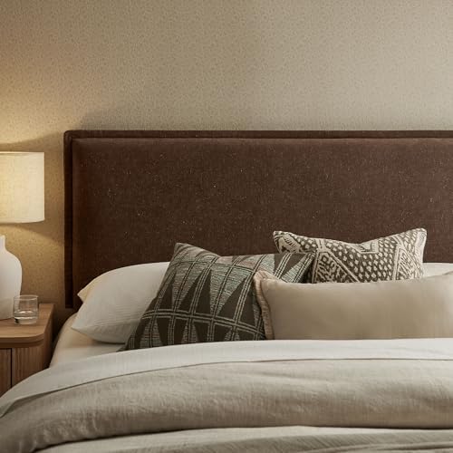 Modway Camille Queen Size Upholstered Linen Blend Headboard with Removable Slipcover – in Cocoa - Padded Pillow Style Headboard with Adjustable Mounting for Queen Beds