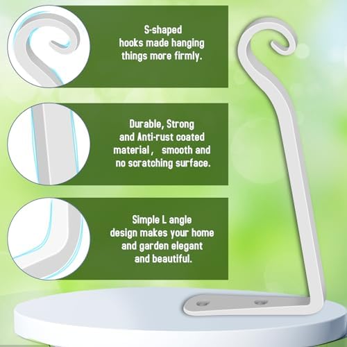 FEED GARDEN Plant Hooks 2 Pack 10 Inch, Solid 10 mm Steel Hanging Brackets