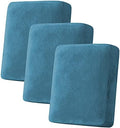 H.VERSAILTEX Velvet Stretch Couch Cushion Cover Plush Cushion Slipcover for Chair Loveseat Sofa Cushion Furniture Protector Seat Cushion Sofa Cover (3 Piece Sofa Cushion Covers, Peacock Blue)