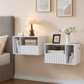 BuildHom White Floating Nightstand Set of 2 with Charging Station