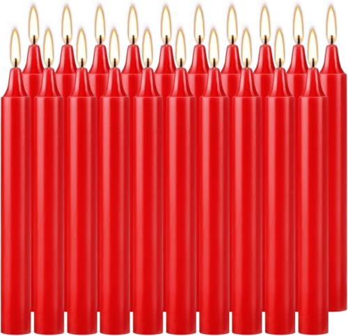 Red Taper Candles, Unscented Spell & Chime Candles, 4 Inch, 100% Cotton Wick, 2-Hour Burn Time, 40 Pack