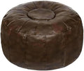 Thgonwid Unstuffed Moroccan Storage Pouf Foot Stool Ottoman Seat Handmade Faux Leather Bean Bag Floor Chair Foot Rest for Living Room, Bedroom or Balcony (Deep Coffee)