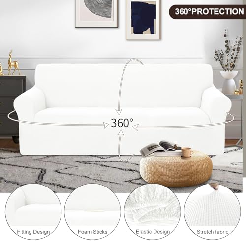U-NICE HOME Oversized Stretch Couch Cover Slipcover, Ivory White
