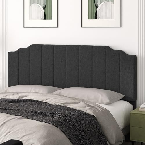 Befurtori King Size Headboard Only, Linen Wall Mount Headboard, Dark Gray