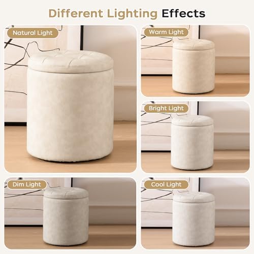Storage Ottoman Round, Space Saving Foot Stool for Small Living Spaces