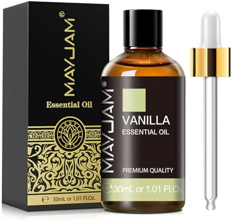 Vanilla Essential Oil 30ml/1.01fl.oz, MAYJAM Premium Vanilla Oils for Aromatherapy, Diffuser, Soap Making, Candle Making, Long Lasting Scents (Pack of 2)