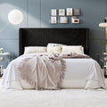 SHA CERLIN King Corduroy Platform Bed with Tufted Wingback Headboard, Black