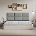 Classic Gray Linen-Upholstered Headboard 24x12 Inch 12-Panel Set - Modular Wall-Mounted or Freestanding Design for Queen/King Beds, Premium Linen Fabric