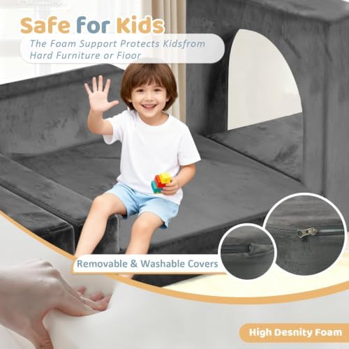 12pcs Modular Kids Play Couch, Convertible Toddler Sectional Sofa