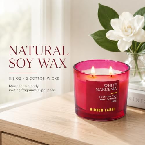 Hidden Label White Gardenia 2-Wick Soy Candle, 8.3 oz